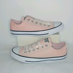 Arctic pink suede ribbon lace converse